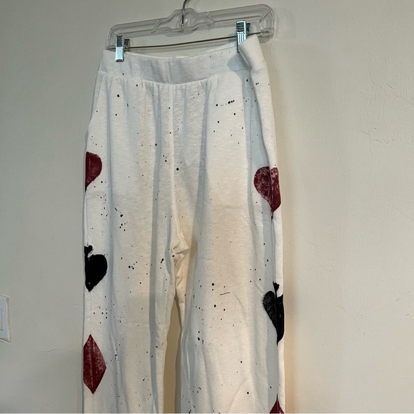NWT T-Party Hand Painted Poker Jogger Pants - White M - Picture 4 of 15